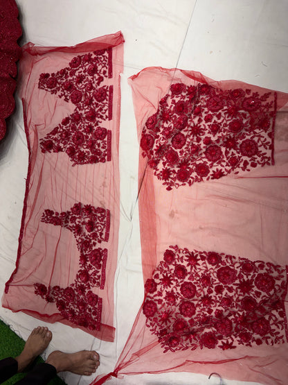 Red On Red monotone Lehenga