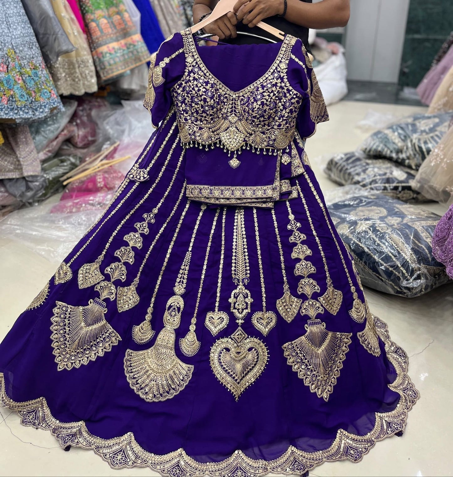 Green Crop Top Lehenga