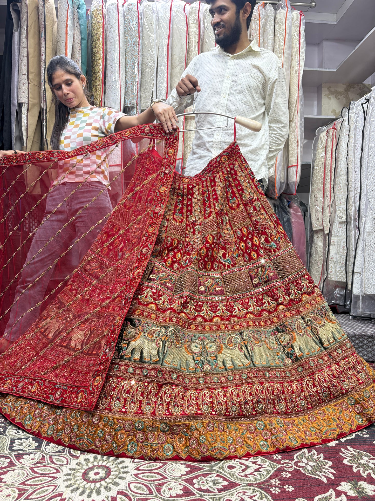 Fantastic red gajraj bridal Lehenga