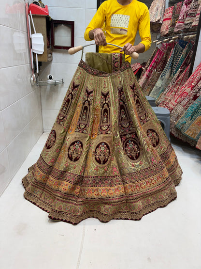 Designer maroon pistachio green Lehenga - Shopping World