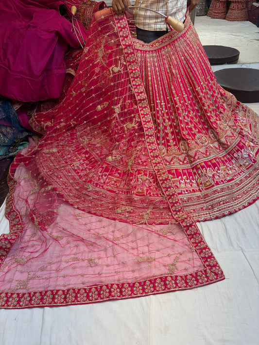 Rani pink Doli Barat Bridal Lehenga