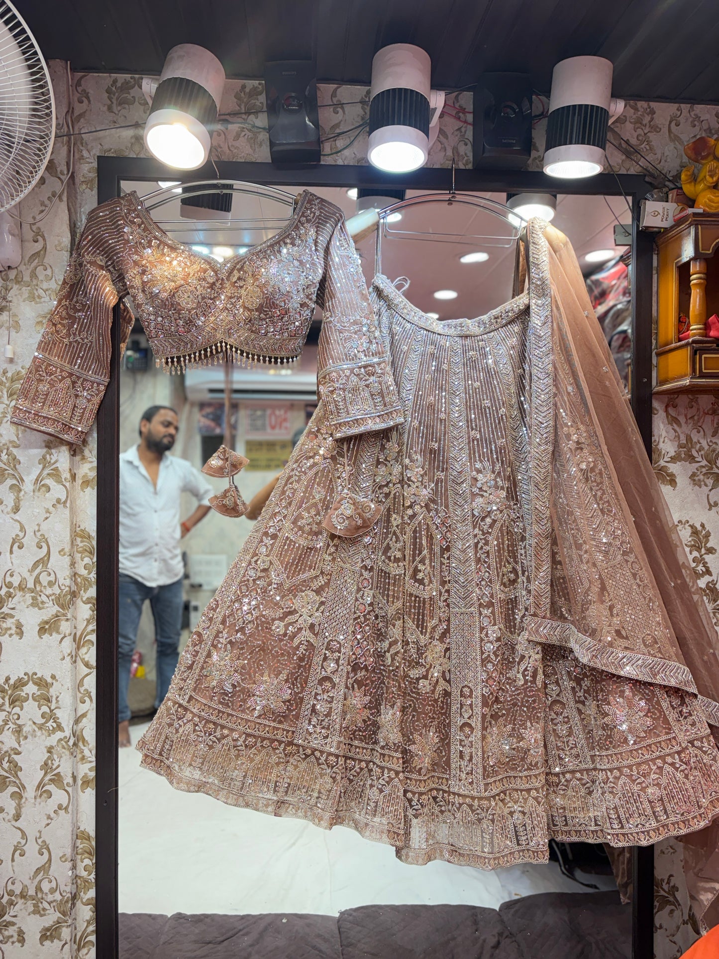 Good looking light peach Crop Top Lehenga