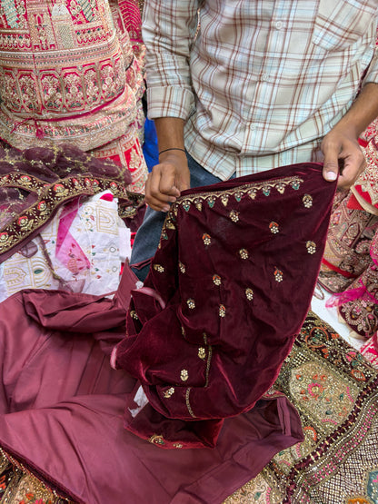 Dark Maroon bridal Lehenga