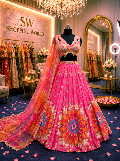 Pink Pdp Crop Top Lehenga