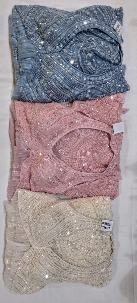 Pink Golden Blue Crop Top Lehenga