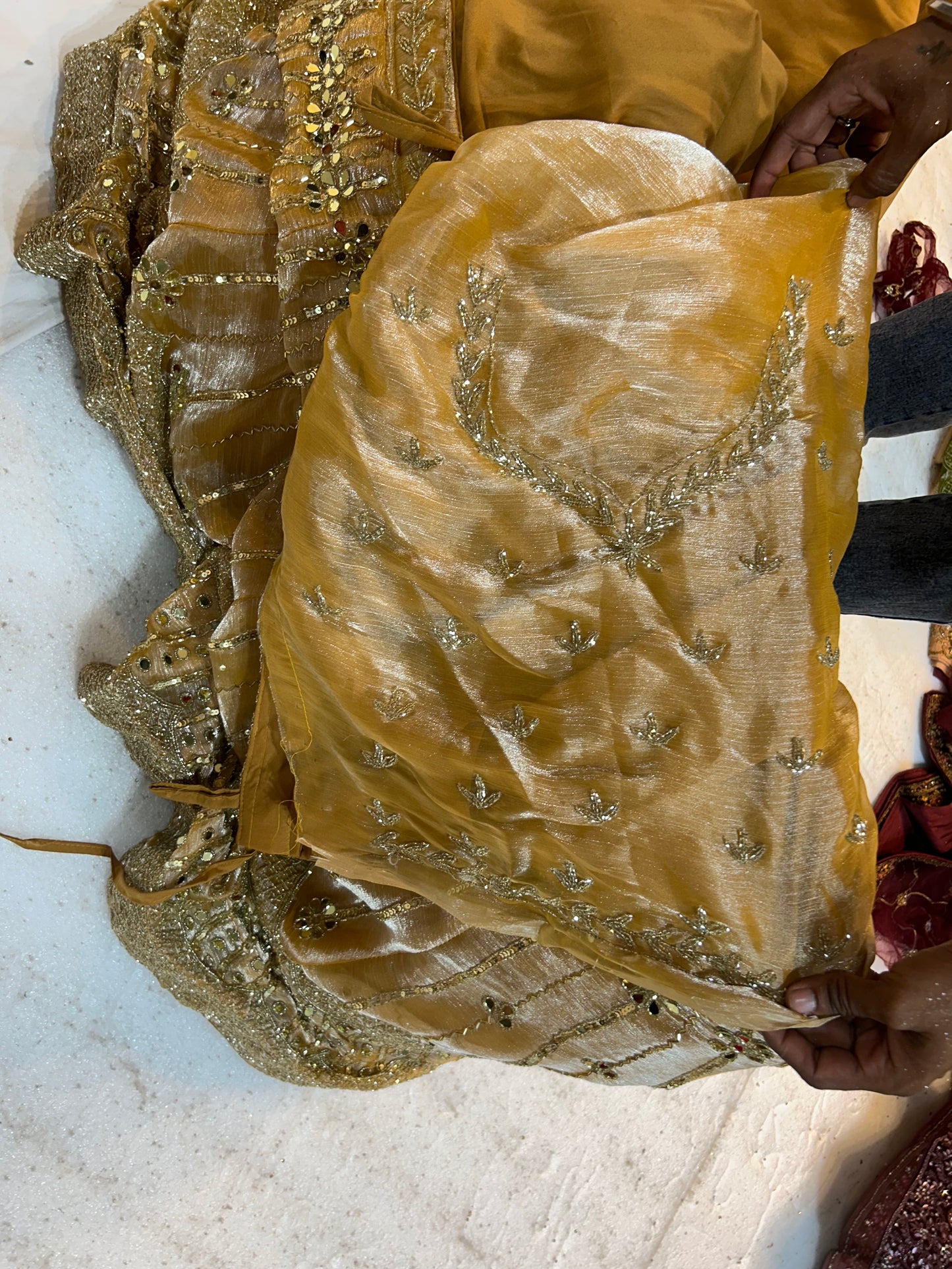 Tremendous golden mirror Lehenga