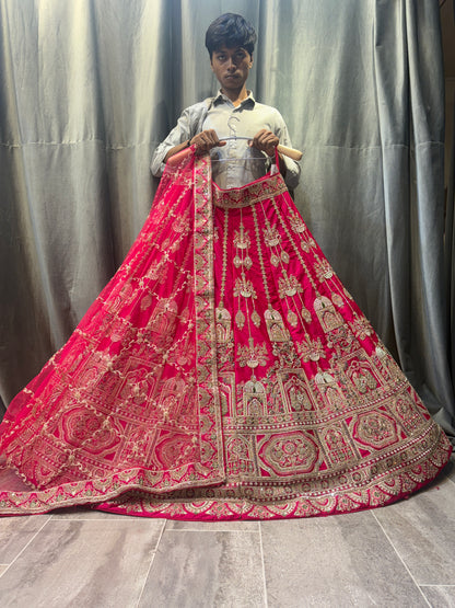 Lavishing Rani pink peacock bridal Lehenga