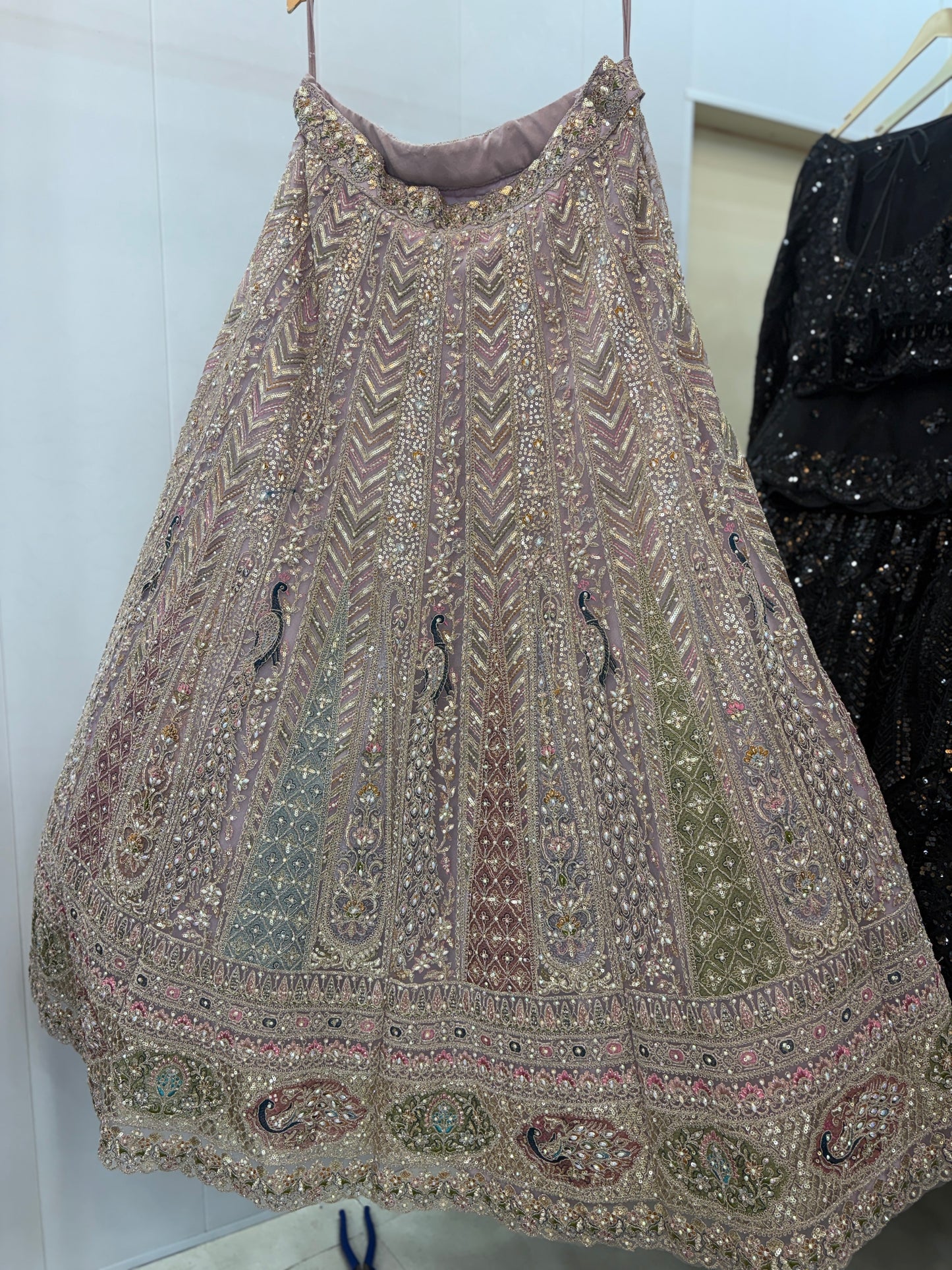 Something different baby pink peacock crop top Lehenga - Shopping World