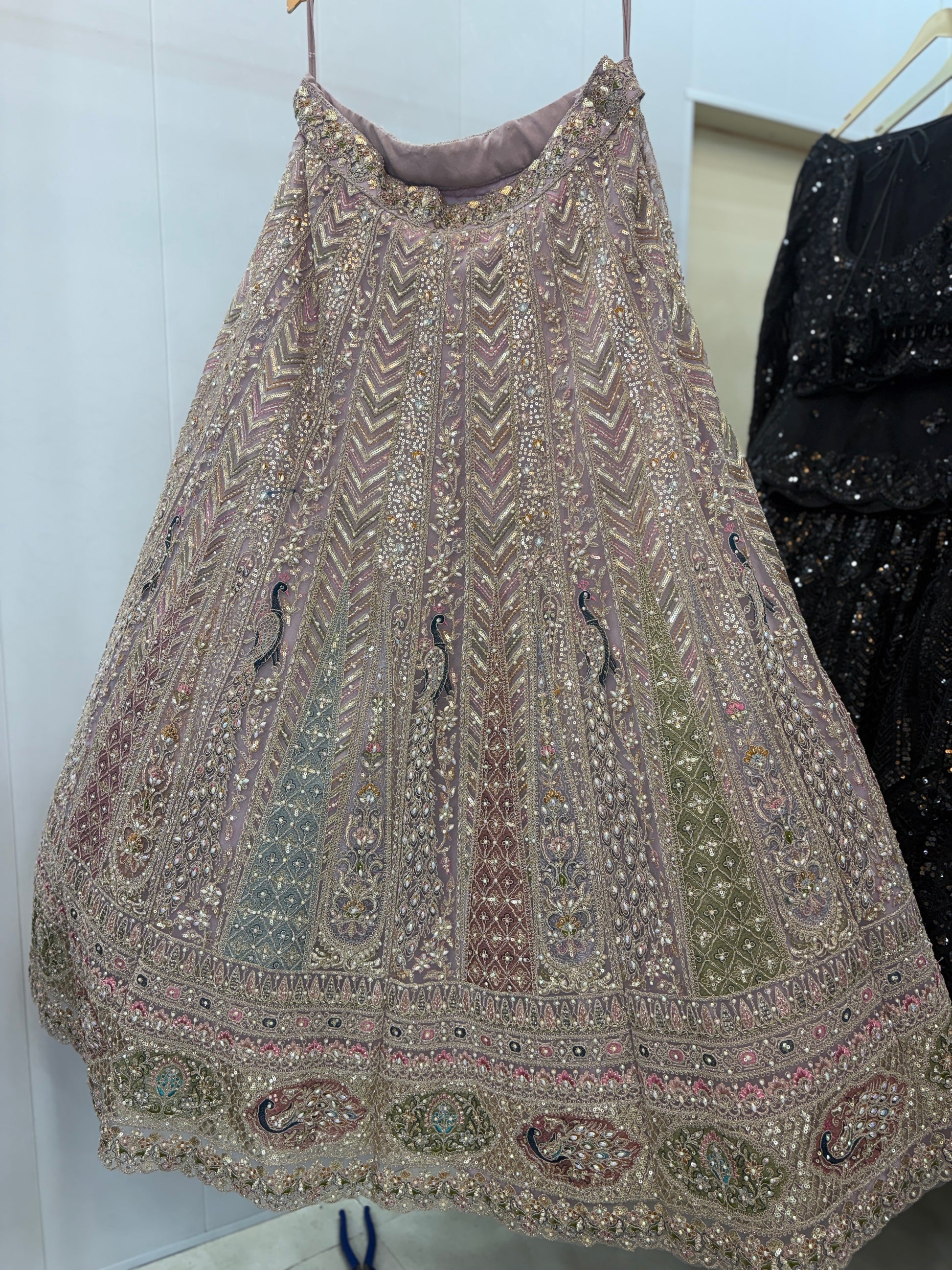 Something different baby pink peacock crop top Lehenga - Shopping World