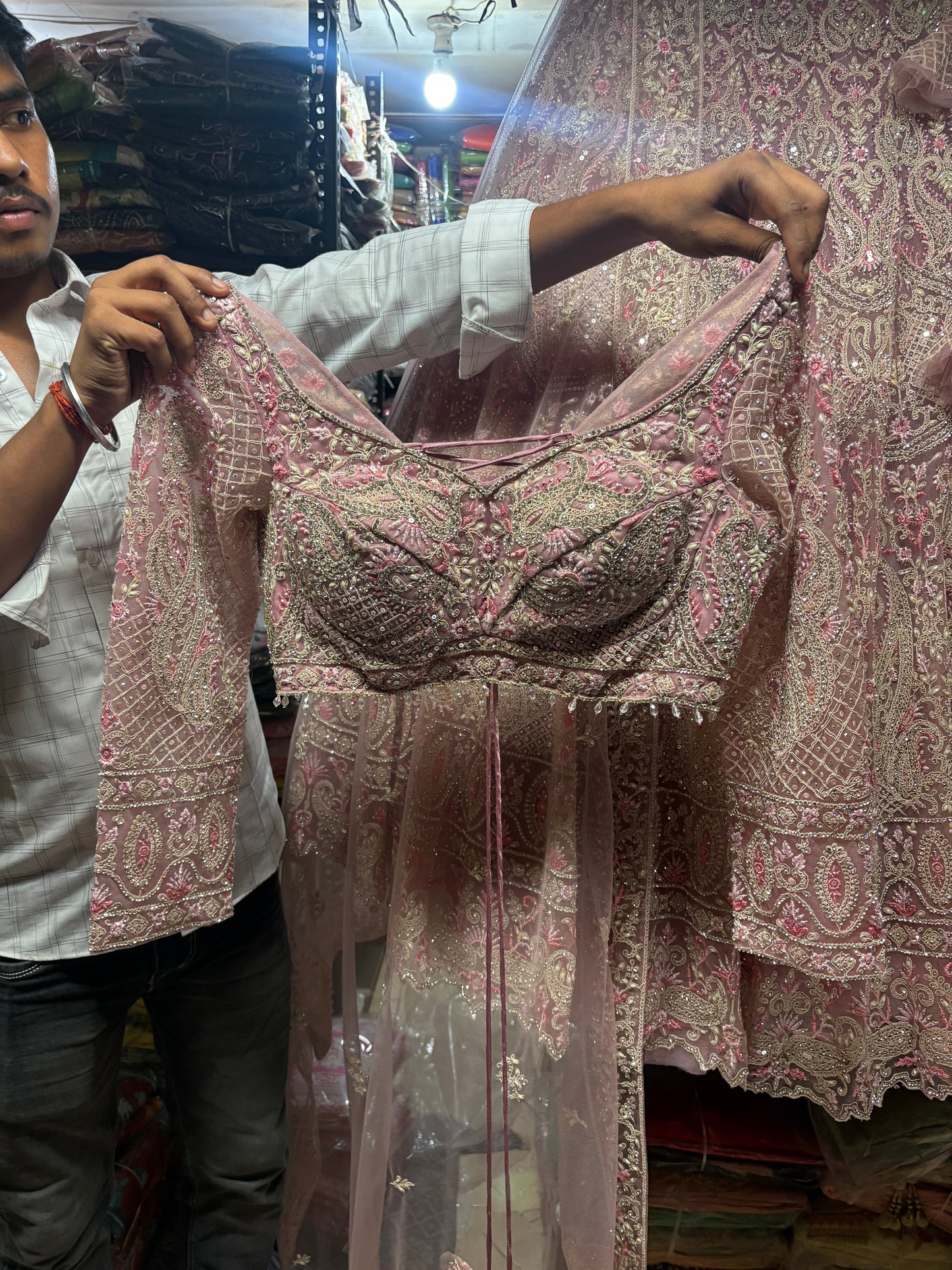 Charming pink crop top Lehenga