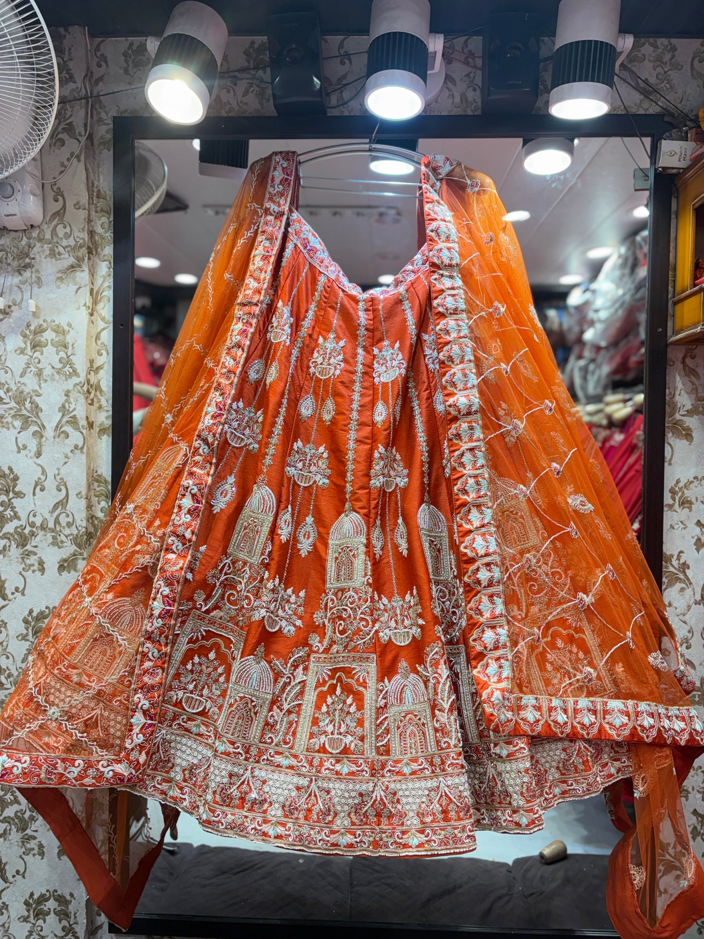 Pretty orange Crop Top Lehenga