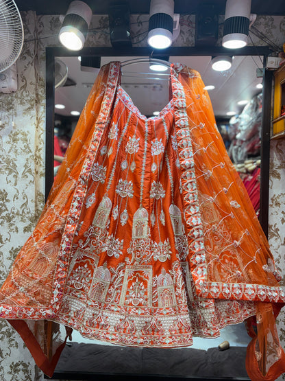 Pretty orange Crop Top Lehenga