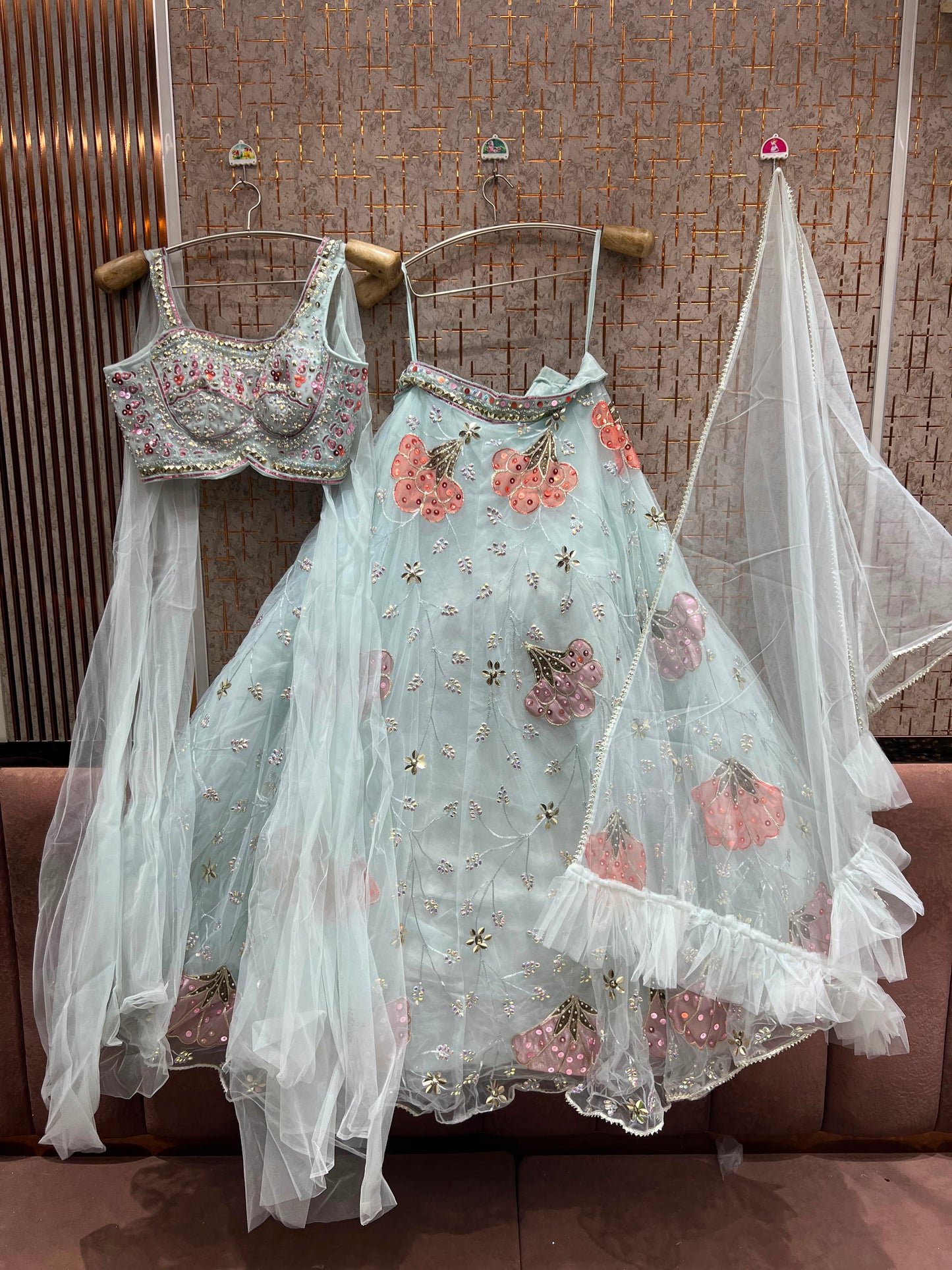 Sky Blue Pdp Crop Top Lehenga
