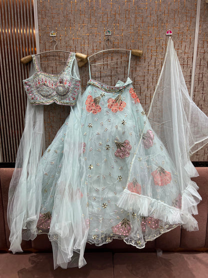Sky Blue Pdp Crop Top Lehenga