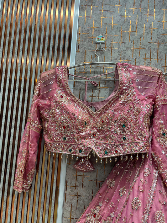 Pink Crop Top Lehenga