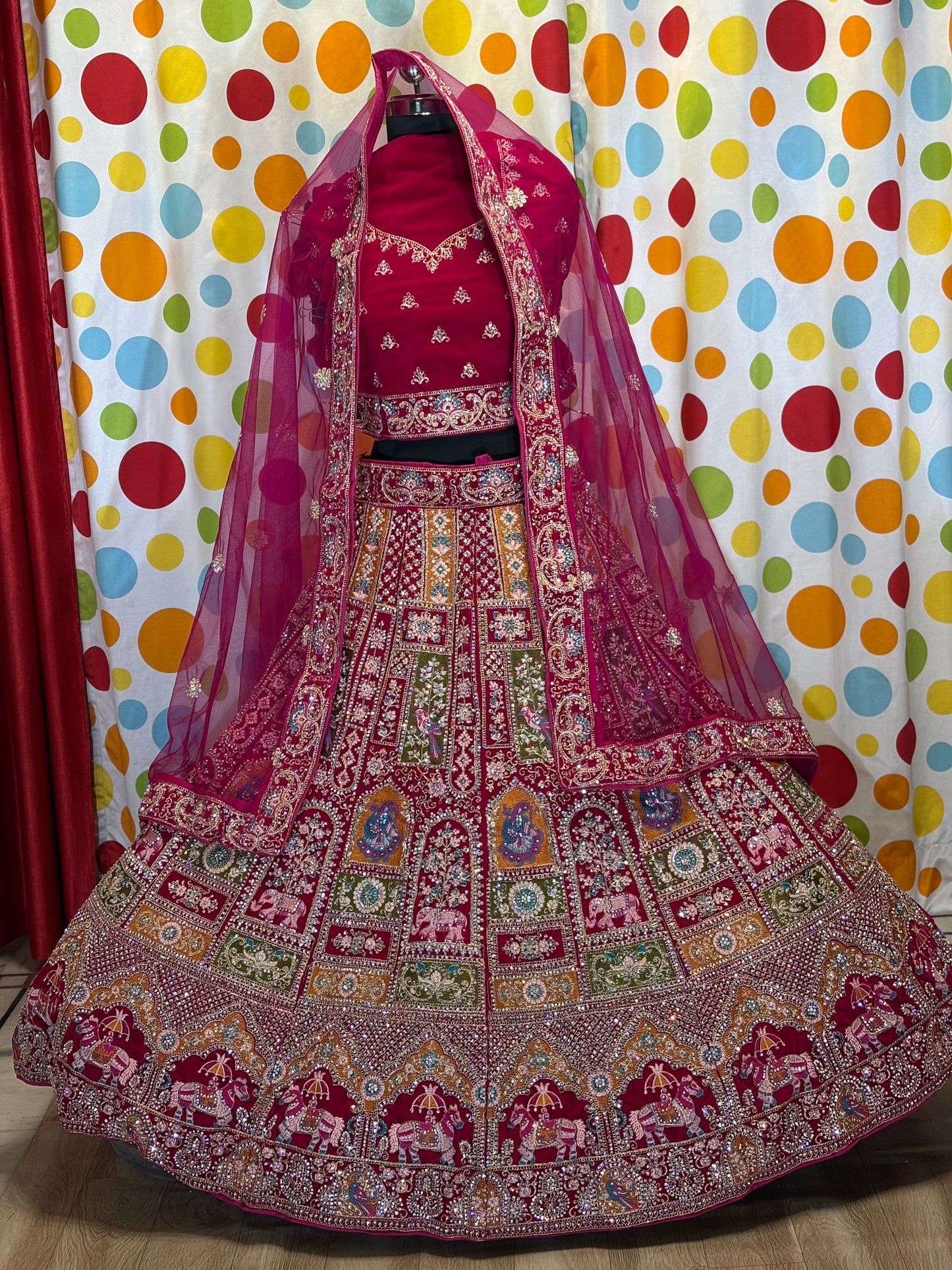 Stunning red rani Rajwada bridal Lehenga