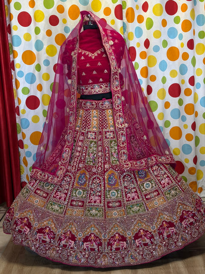 Stunning red rani Rajwada bridal Lehenga