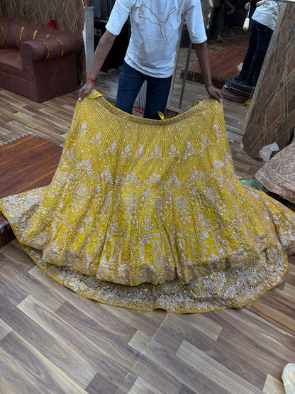 Yellow Haldi Mehendi Designer Lehenga