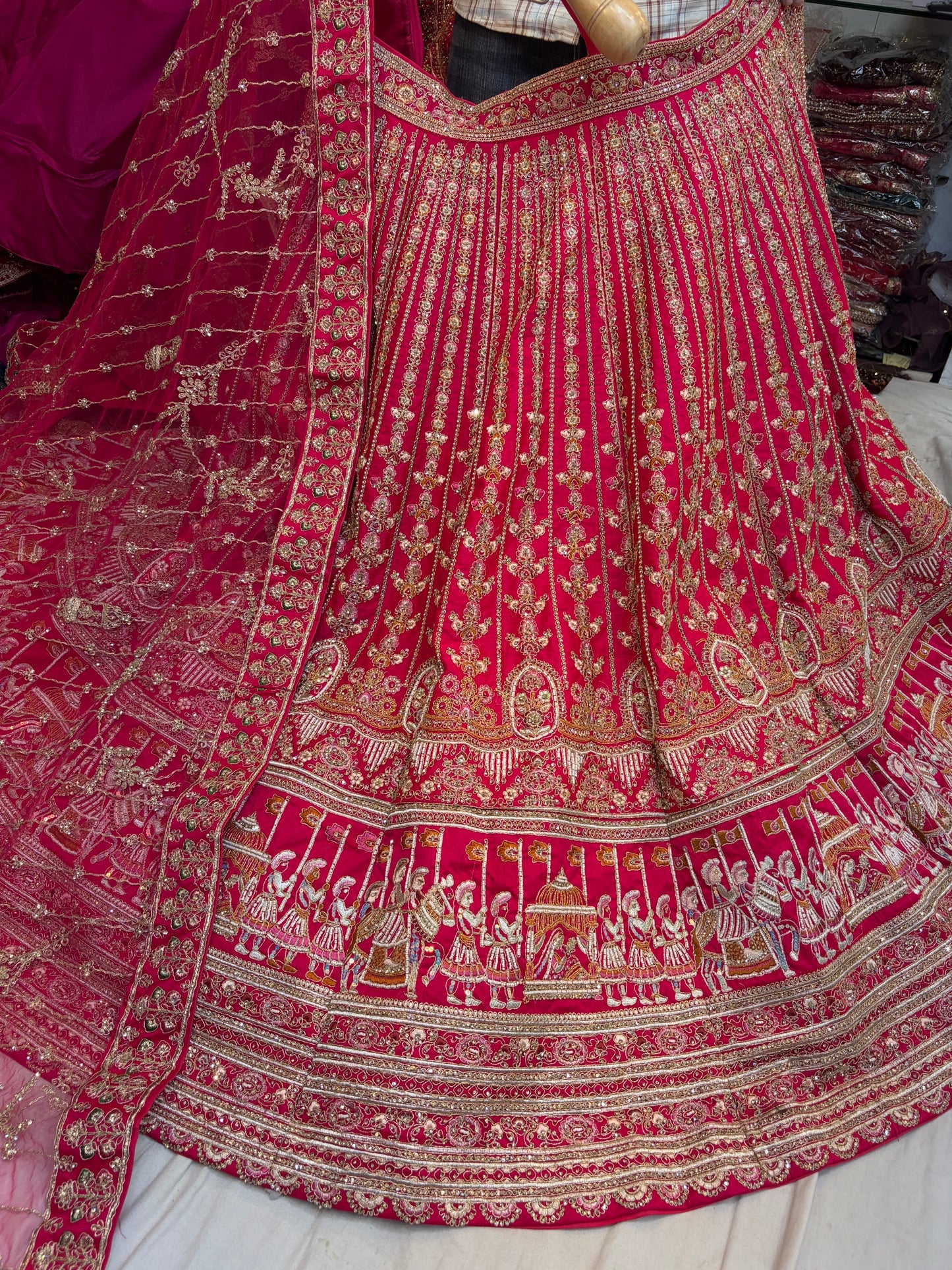 Rani pink Doli Barat Bridal Lehenga