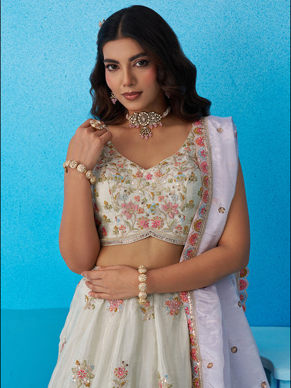 Limegreen- Tissue Sequinned & Zari Embroidered Lehenga 6132