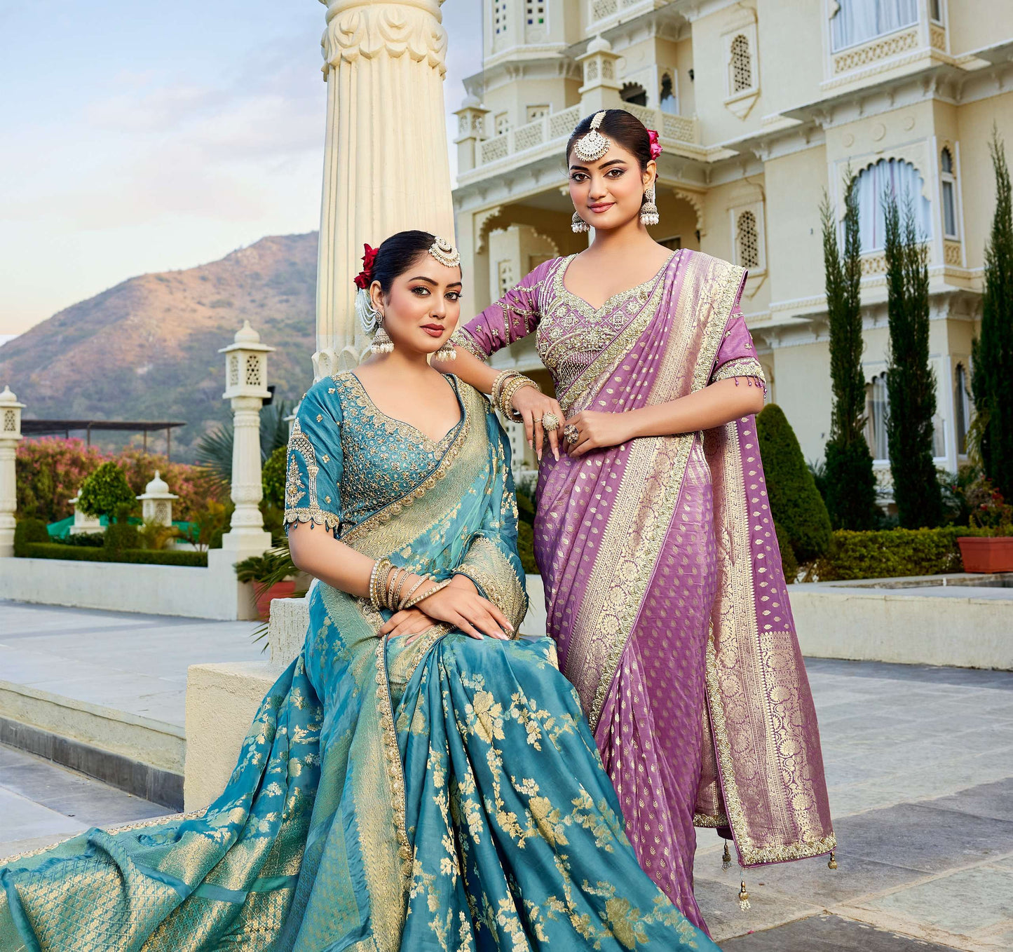 Lavender Vicose Russian Fabric with Beads Work Saree 6364 - Shopping World