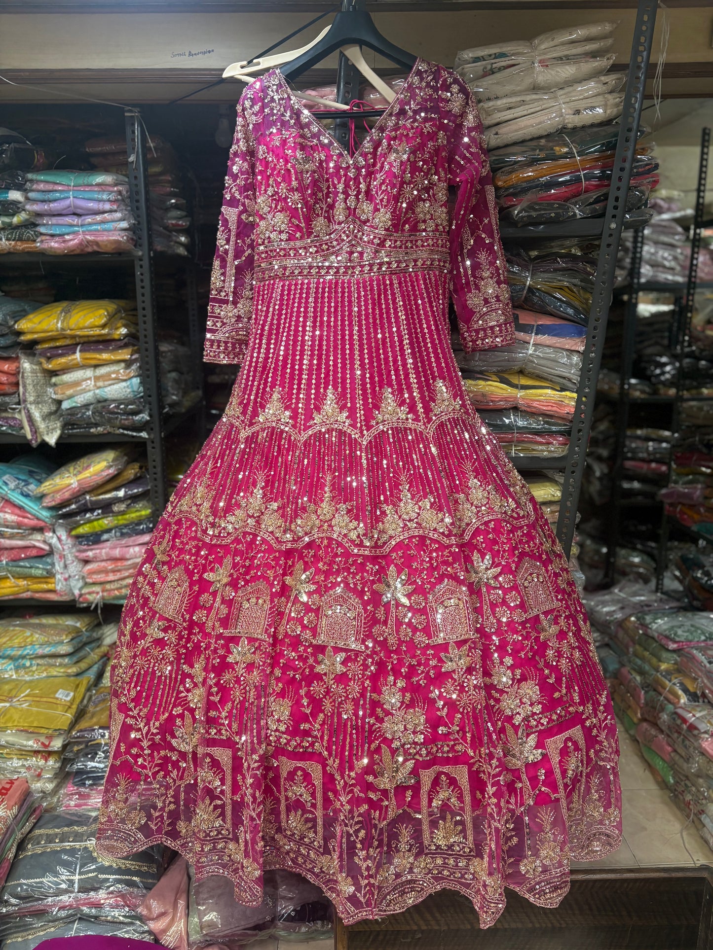 Khoobsurat Hot pink Farshi garara muslim Bride Special Dress
