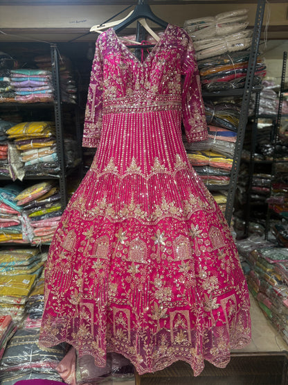 Khoobsurat Hot pink Farshi garara muslim Bride Special Dress