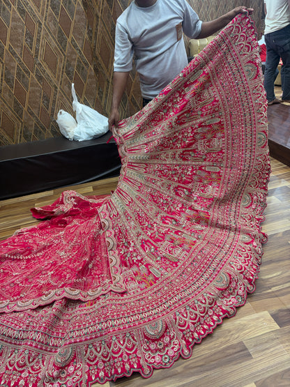 Awesome red peacock bridal Lehenga