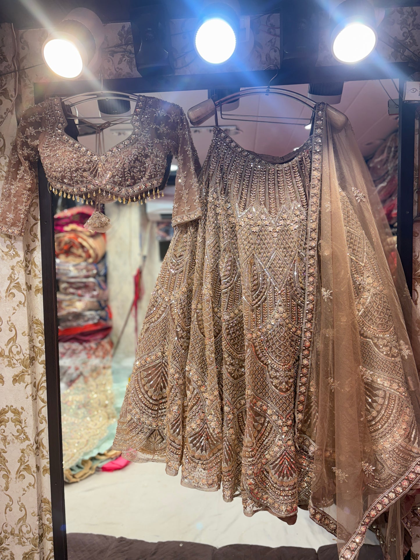 Stunning brown peach Crop Top Lehenga