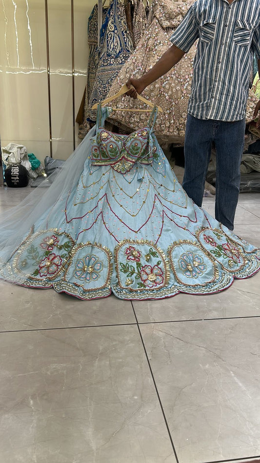 Pdp Blue Crop Top Lehenga