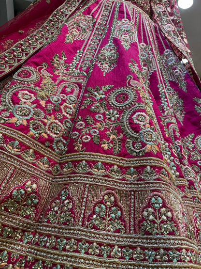 Designer rani pink double dupatta bridal Lehenga Delhi Chandni Chowk