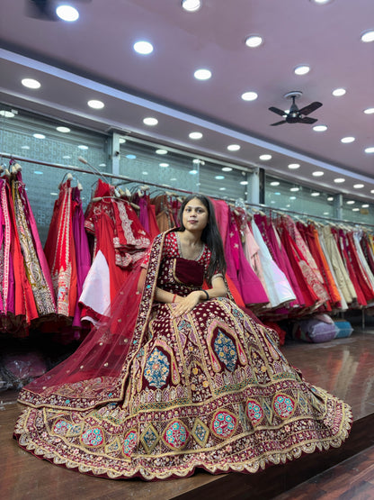Stunning maroon bridal Lehenga