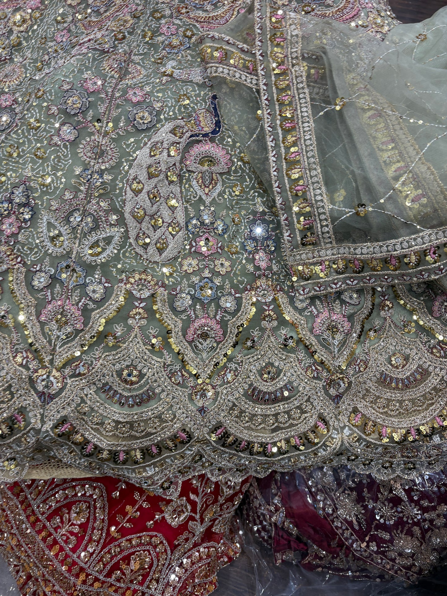 Engaging green peacock crop top Lehenga 16 kali