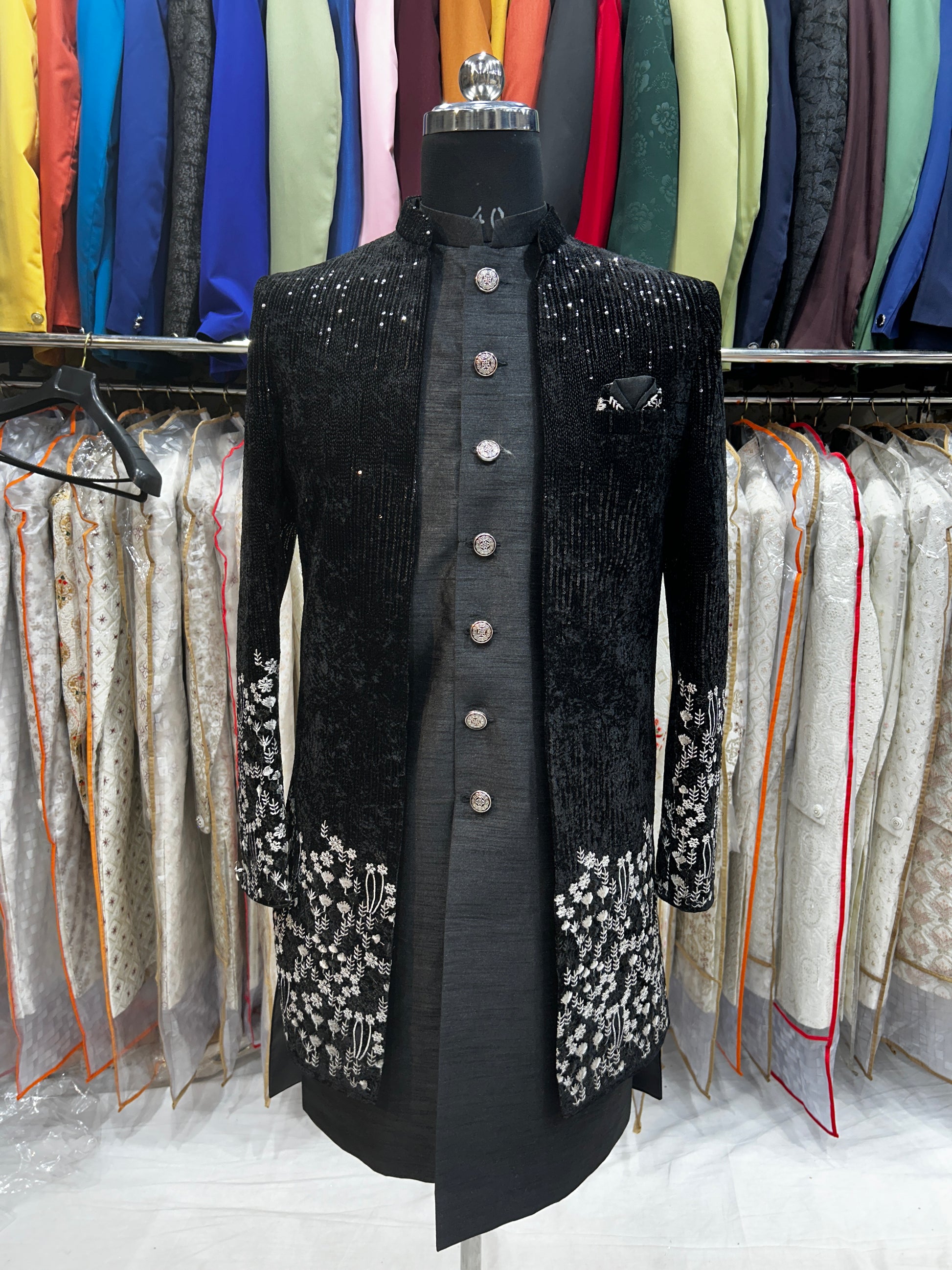 Fabulous black indo-western sherwani