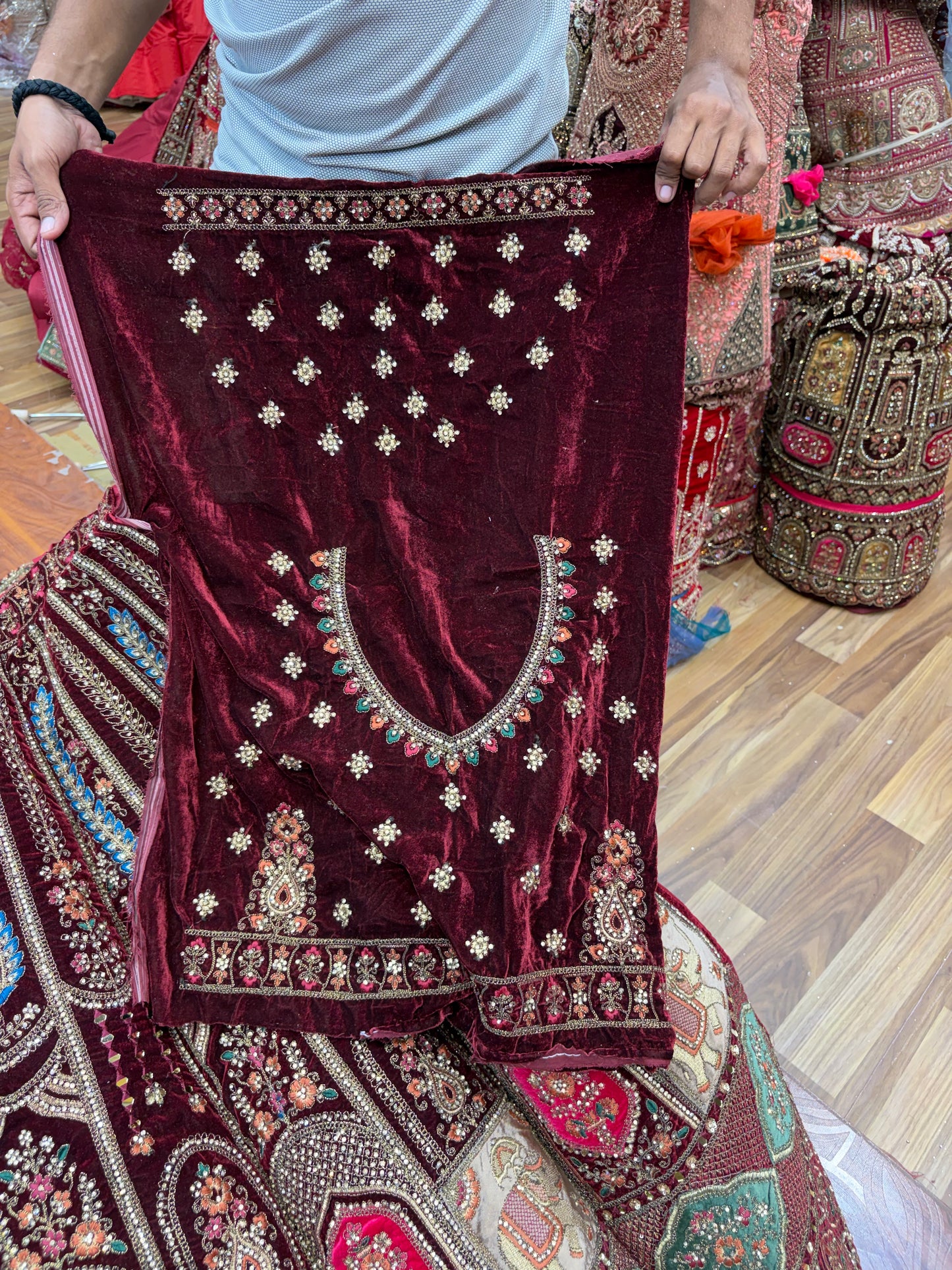 Maroon Peacock Ball Bridal Lehenga