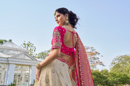 Amazing white cream pink Lehenga 1159
