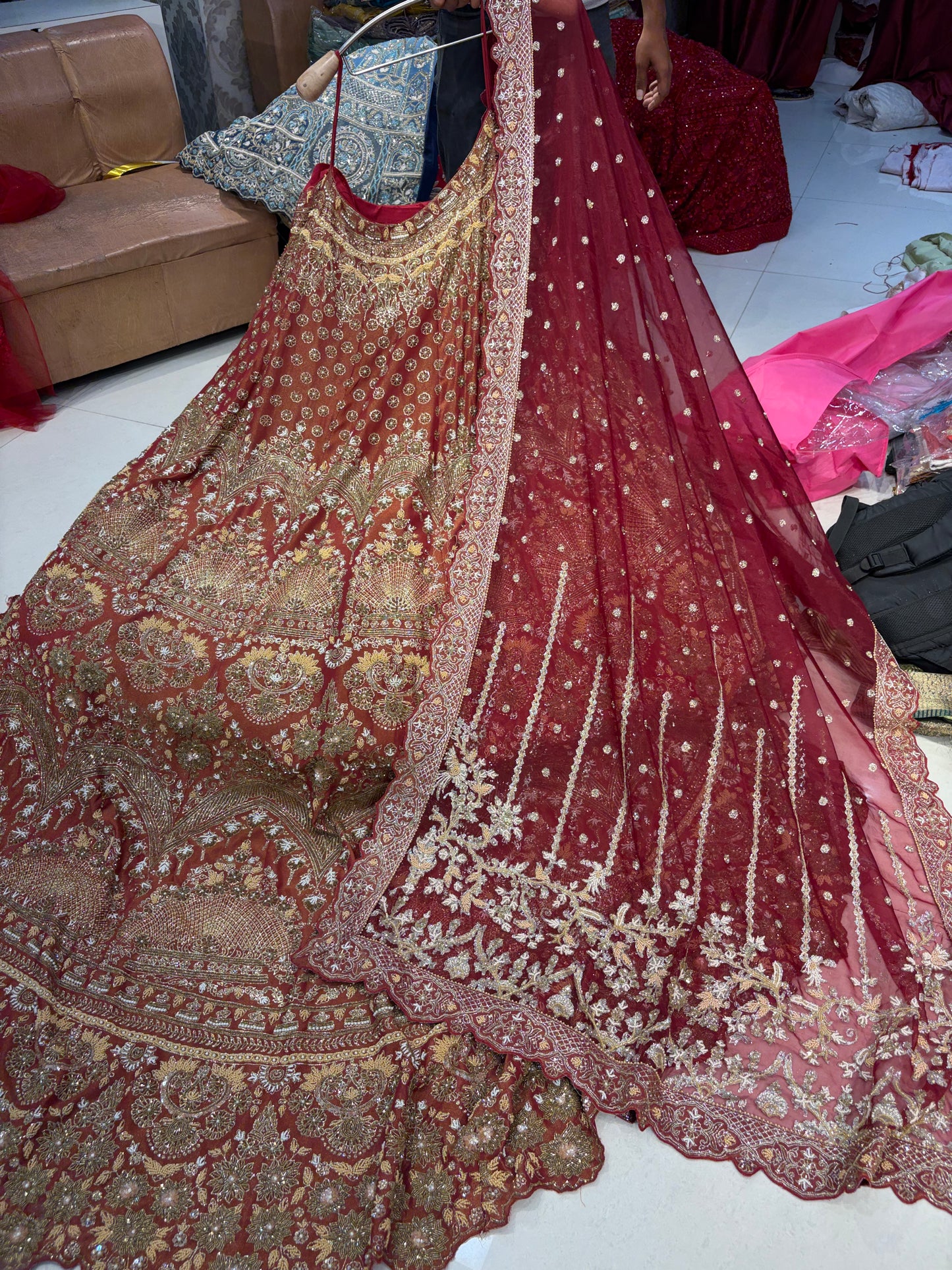 Maroon long peplum Farshi Gaharara Dress Special