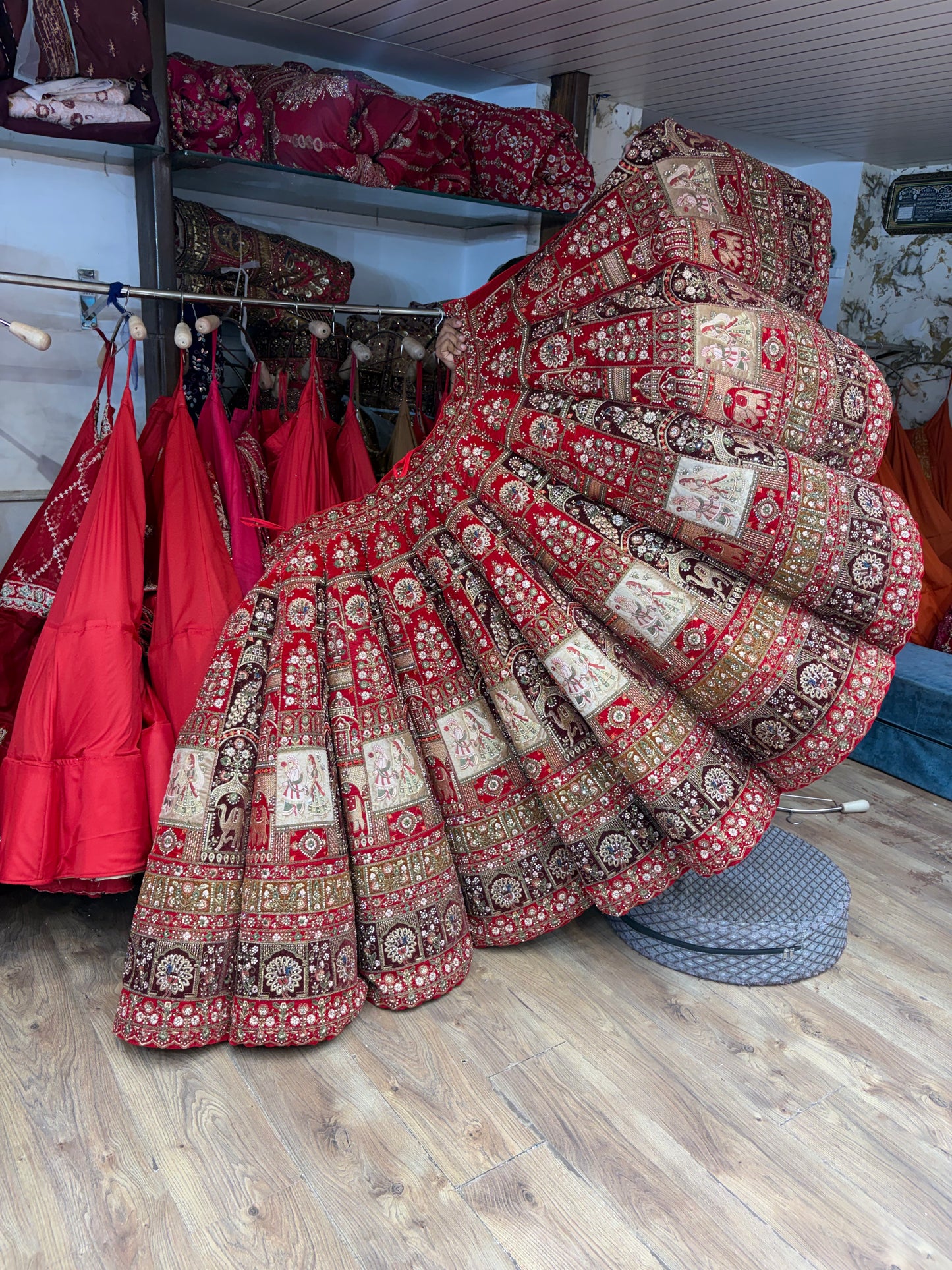 Maroon dark red Ball Bridal Lehenga - Shopping World