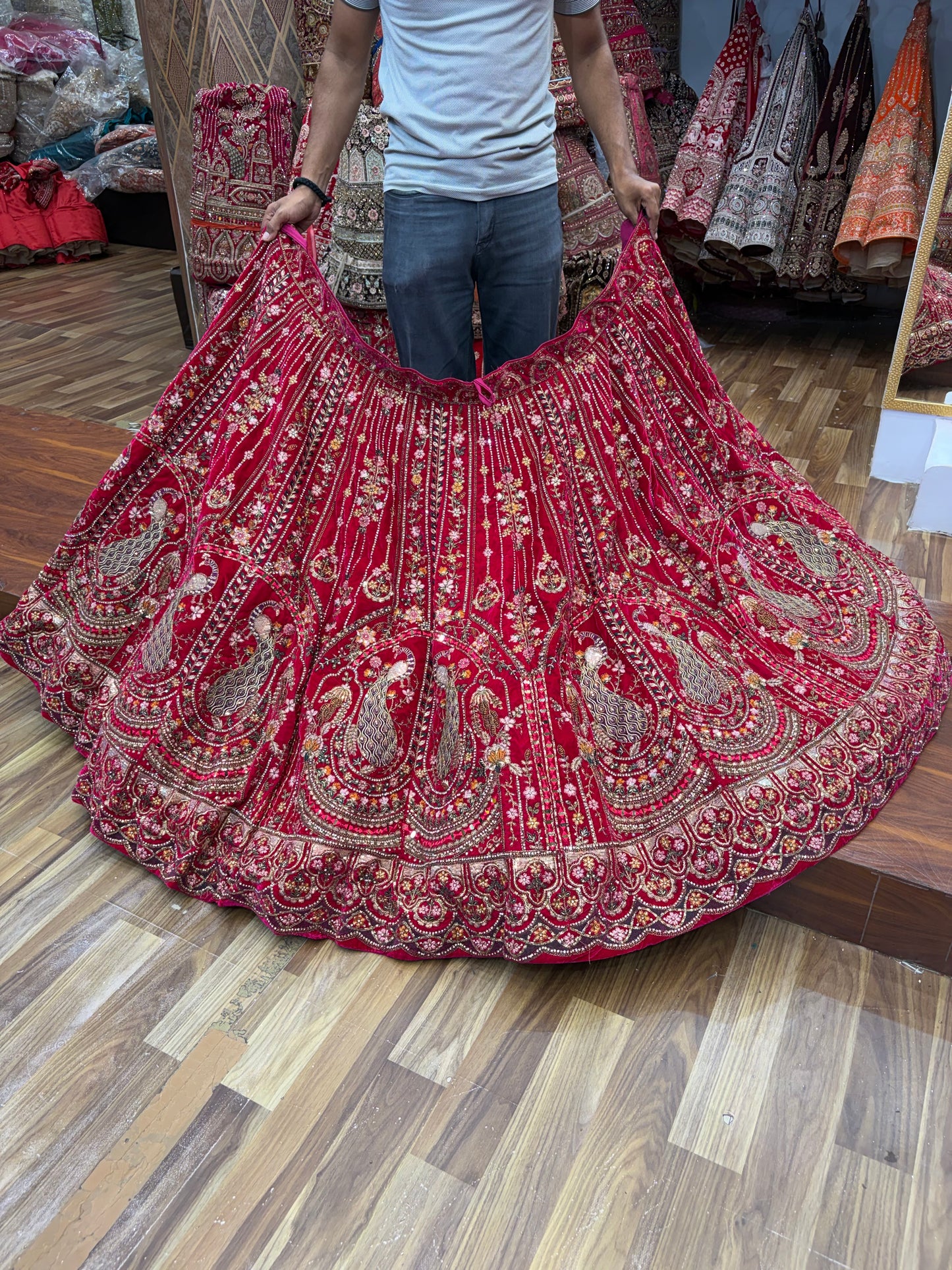 Hot Pink Peacock Bridal Lehenga
