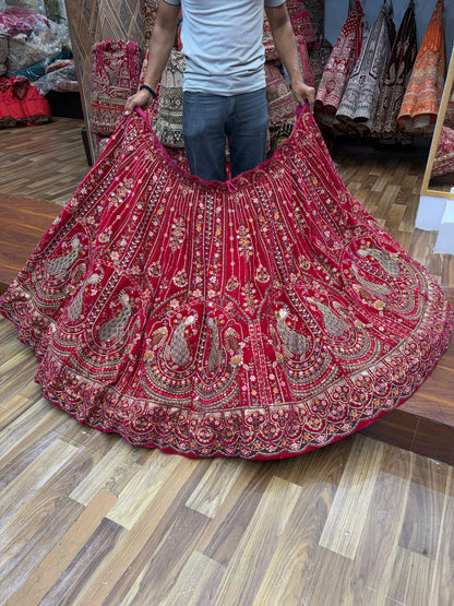 Hot Pink Peacock Bridal Lehenga