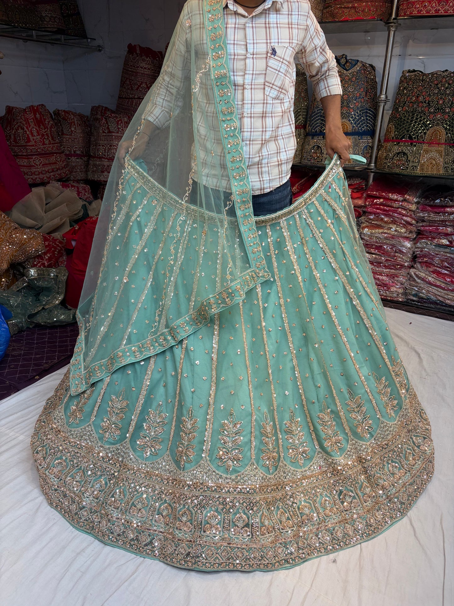 Sea Green Designer Lehenga