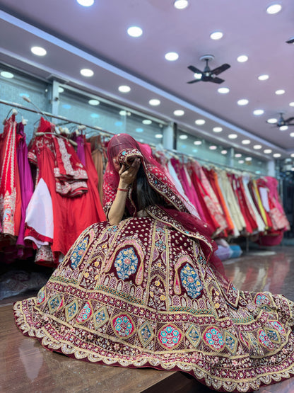 Stunning maroon bridal Lehenga