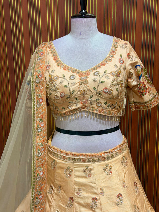 Golden yellow crop top Lehenga