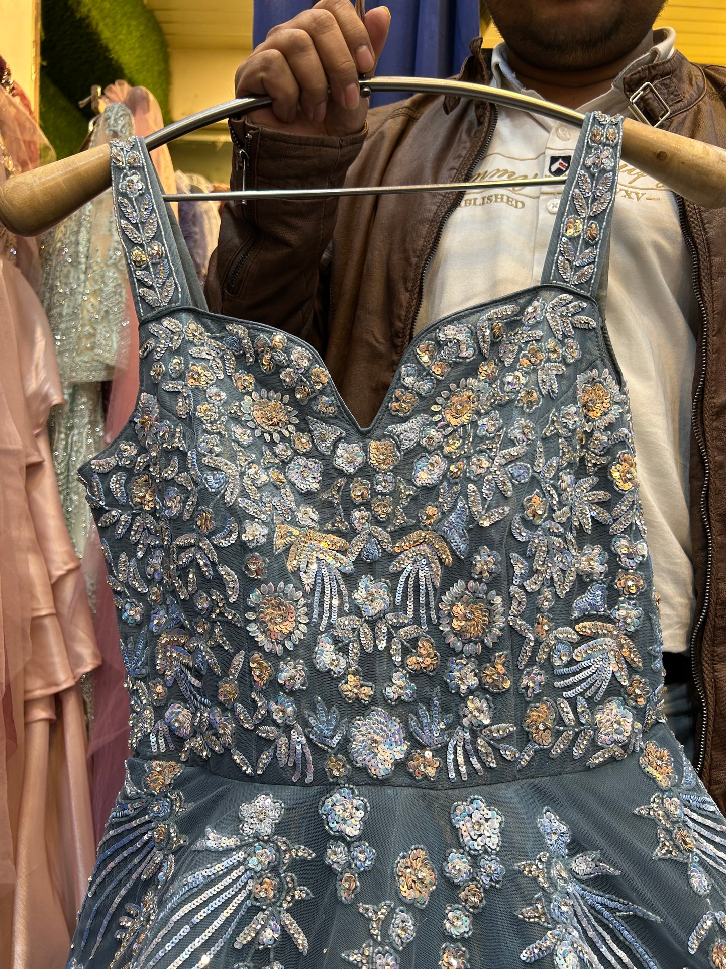 Majestic grey blue gown