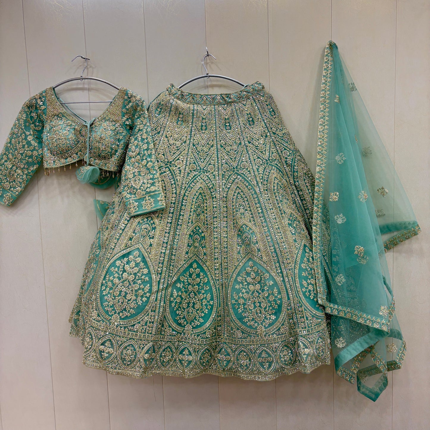 Pleasing green Crop Top Lehenga