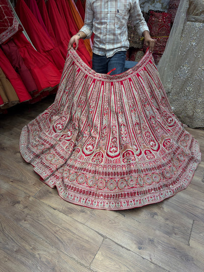 Red handwork Bridal Lehenga - Shopping World