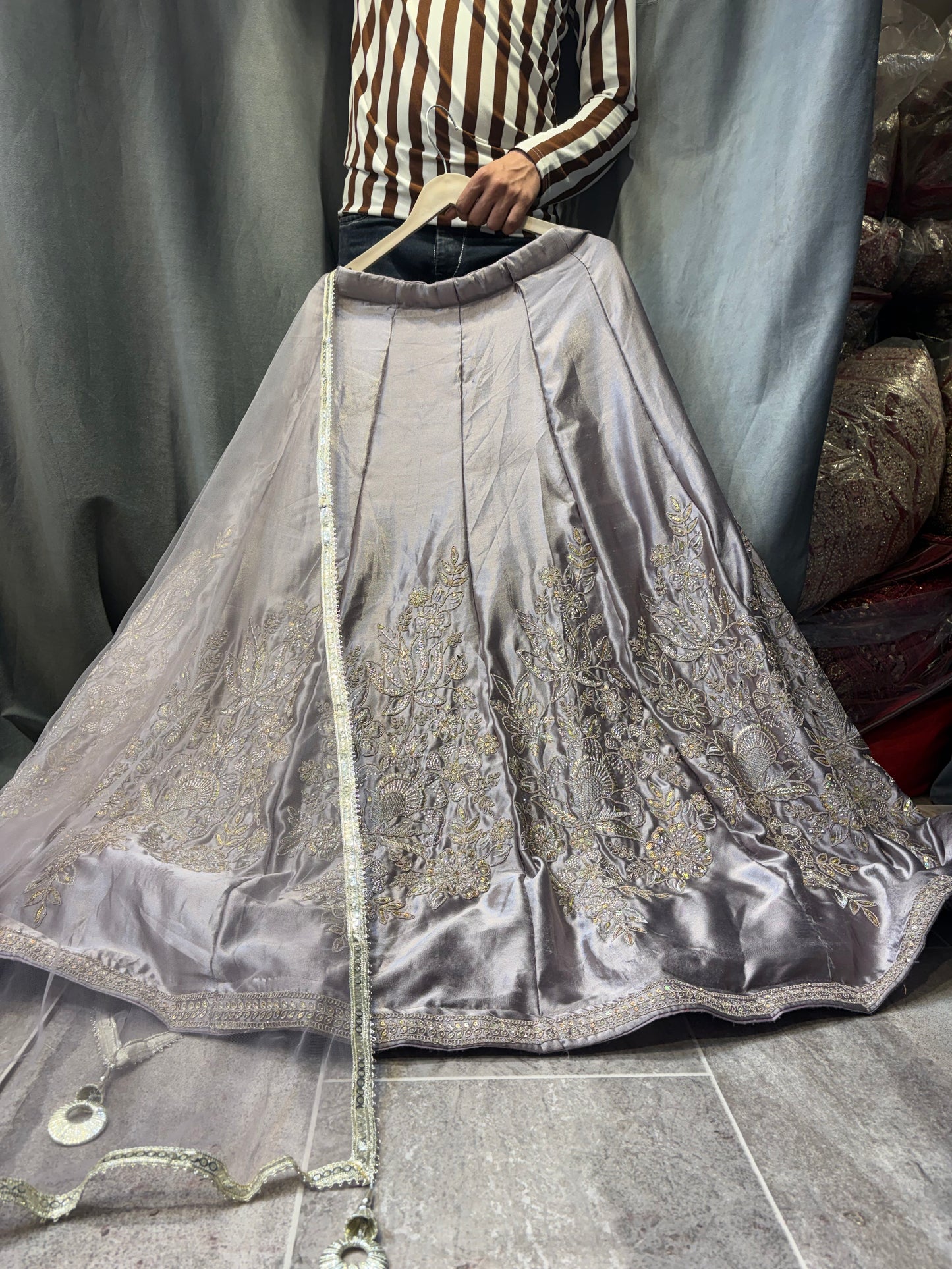 Charming grey Crop Top Lehenga