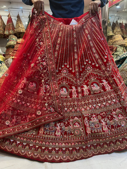 Stunning red doli barat bridal lehenga