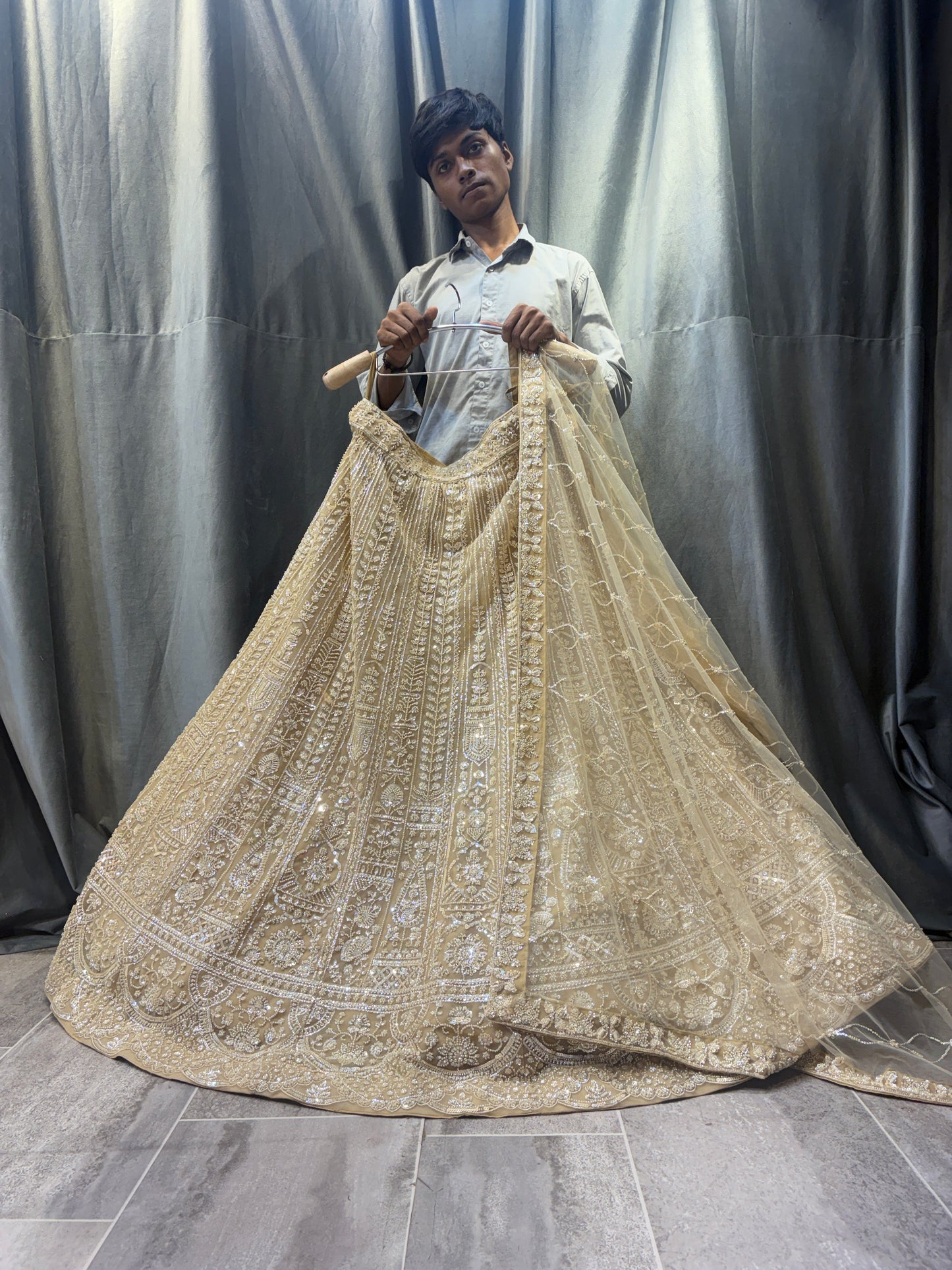 Khoobsurat golden Crop top Lehenga