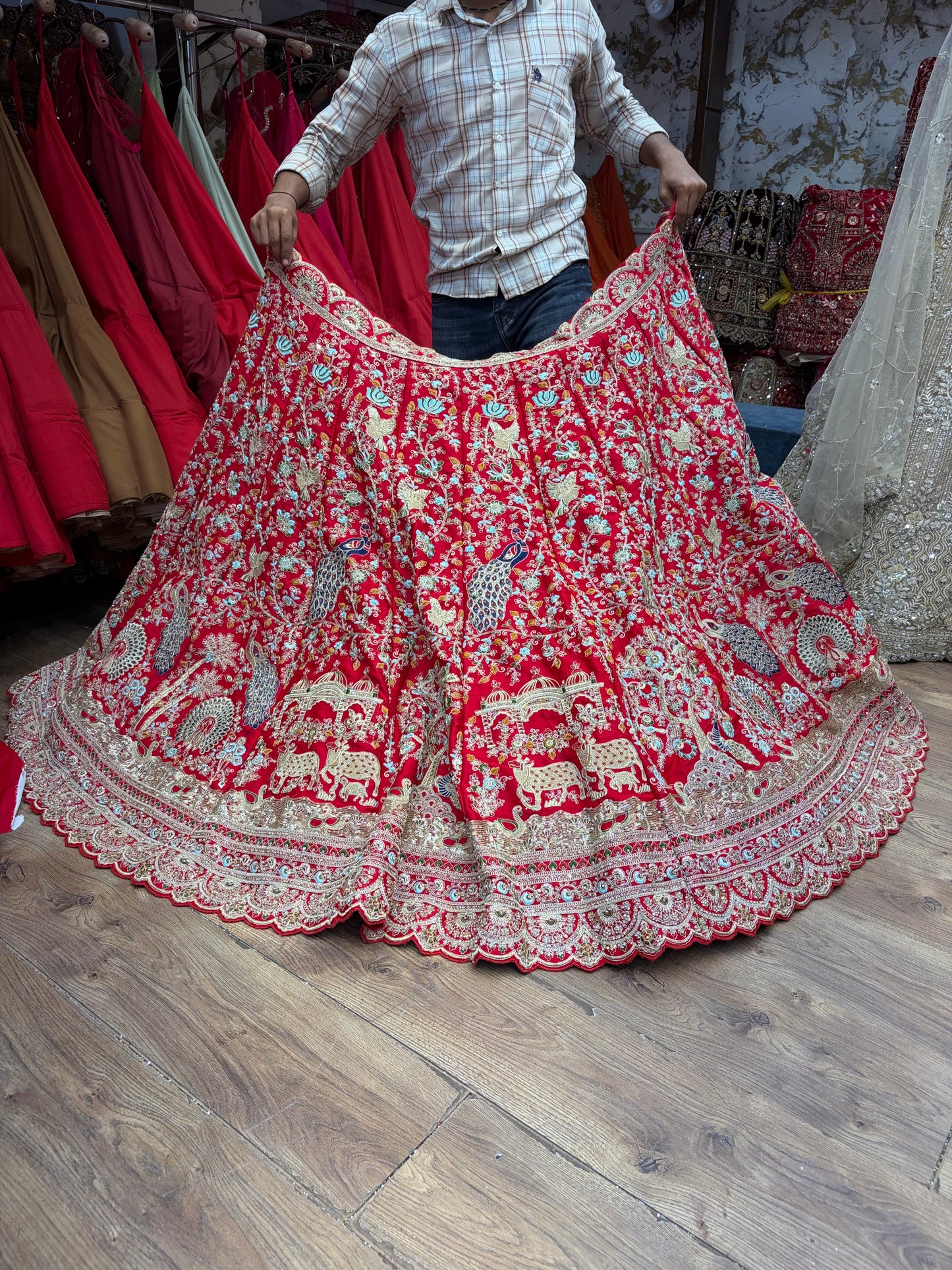 Rani Pink Peacock Bridal Lehenga